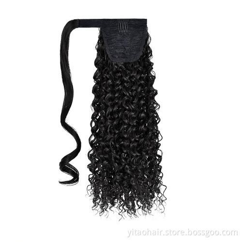 Long Curly Ponytail Hair 18 Inch Long Body curly Ponytail hair Extension Synthetic Wrap Around Drawstring Hair